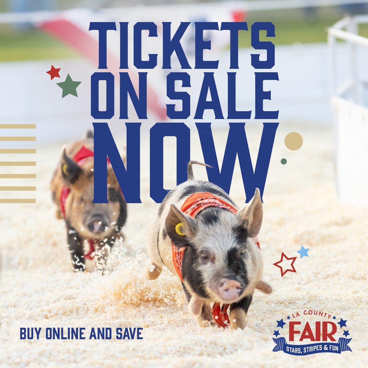 lacountyfair's tweet photo. ๐ Stars, Stripes, and Fun await! Single-day tickets are on sale NOW! ๐ก
๐๏ธ https://t.co/dwt6BOgJXC
#LACountyFairย #LACF2024ย #StarsStripesFun https://t.co/u9HgTWcEZP