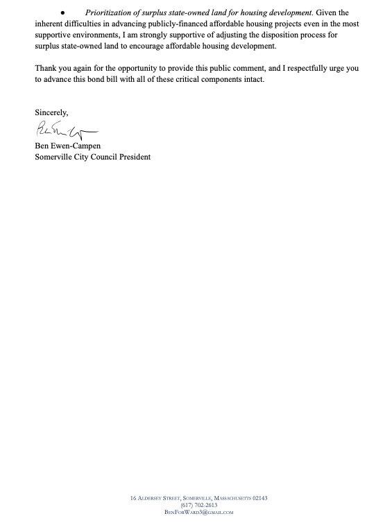 ✍️Proud to write in strong support several urgent housing priorities that were included in Governor <a href="/maura_healey/">Maura Healey</a>'s "Affordable Homes Act" bond bill: transfer fee for affordable housing (<a href="/LOHACoalition/">Local Option for Housing Affordability Coalition</a>), Social Housing Pilot Program, ADUs legalized statewide &amp; more.