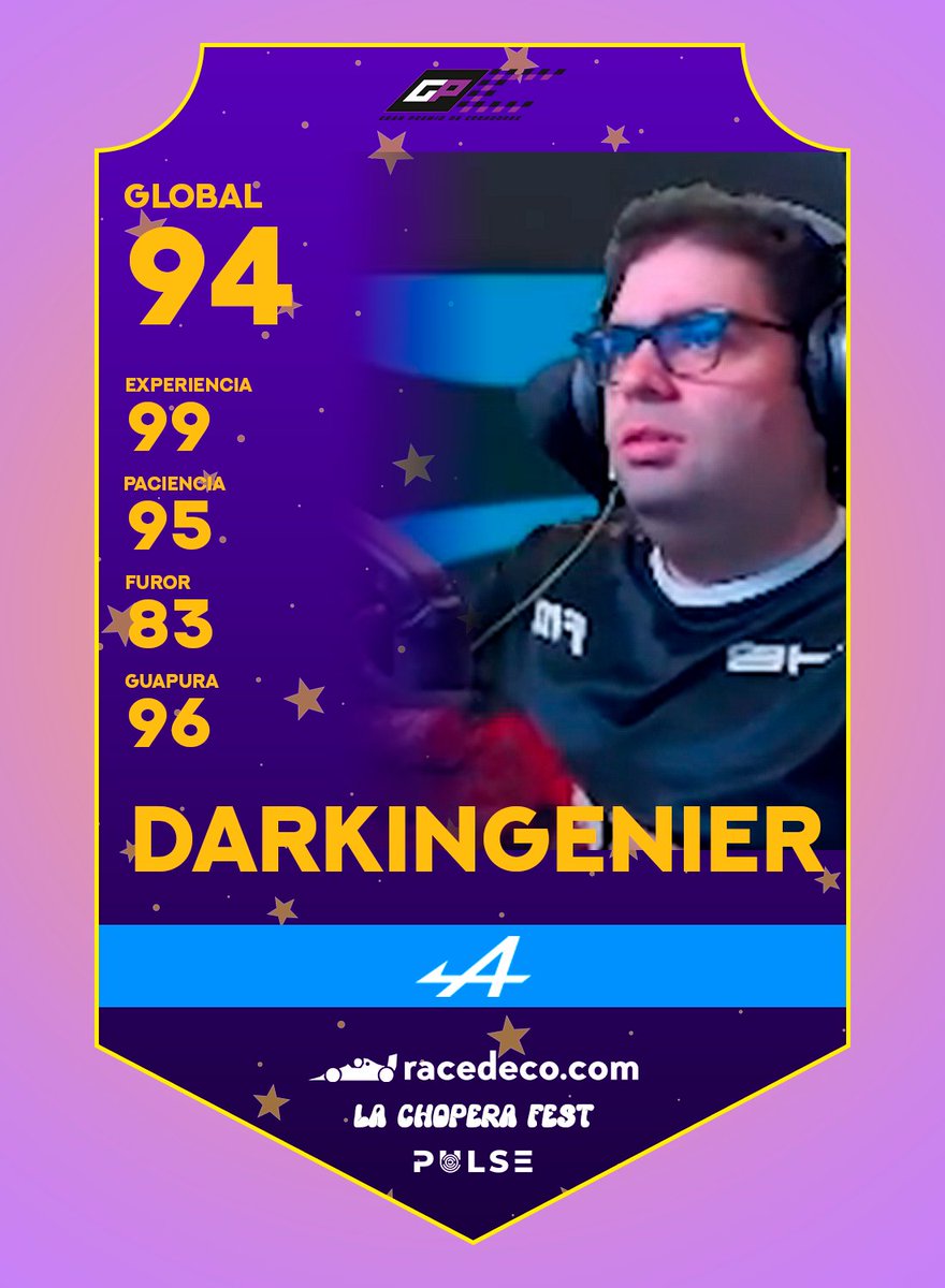 ¡EMPEZAMOS LAS PRESENTACIONES DEL GRAN PREMIO DE CREADORES 3!🤩

Con este Increíble Palmarés:

🏆Campeón Constructor con Alpine (GPC 1)
🏆Campeón Piloto (GPC 2)

Veremos si es capaz de conseguir su Tercer Título consecutivo🔥

<a href="/Darkingenier/">Darkingenier</a>✨

📆2-2-2024
#GranPremiodeCreadores3