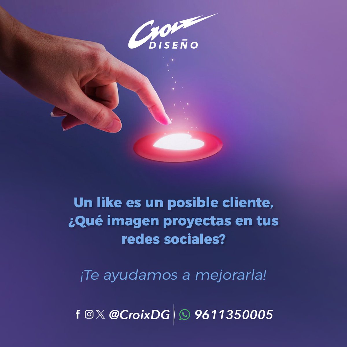 ¿Qué imagen estás proyectando a tus seguidores? 🤔 Una buena imagen puede ser la diferencia entre tener o no tener un nuevo cliente. Recuerda: ¡Eres lo que proyectas, y queremos proyectarte bien! · Diseño · Publicidad · Impresión · Escríbenos: 📲 9611350005 #CroixDiseño