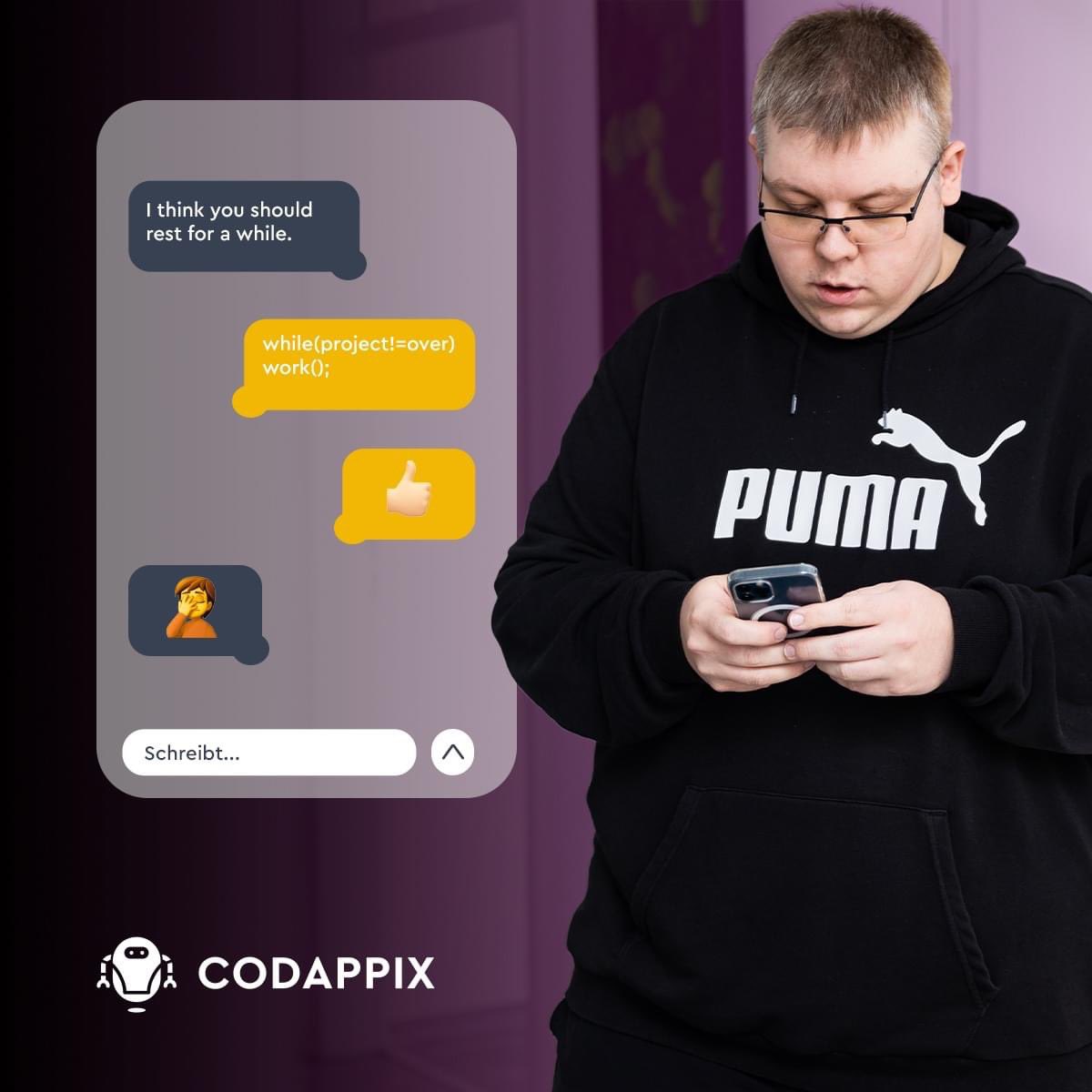 codappix's tweet photo. Experten lieben diesen Tipp 😉. Kennt ihr den Drang ein Projekt auf "Biegen und Brechen" abschließen zu wollen, um die Deadline einzuhalten❓ Wir wünschen einen guten Start in die neue Woche. #TYPO3 #PHP #opensource #laravel #coding #website #WebApps #agency #TeamCodappix #digital #CoffeeDrivenDevelopment #ServerHosting #symfony