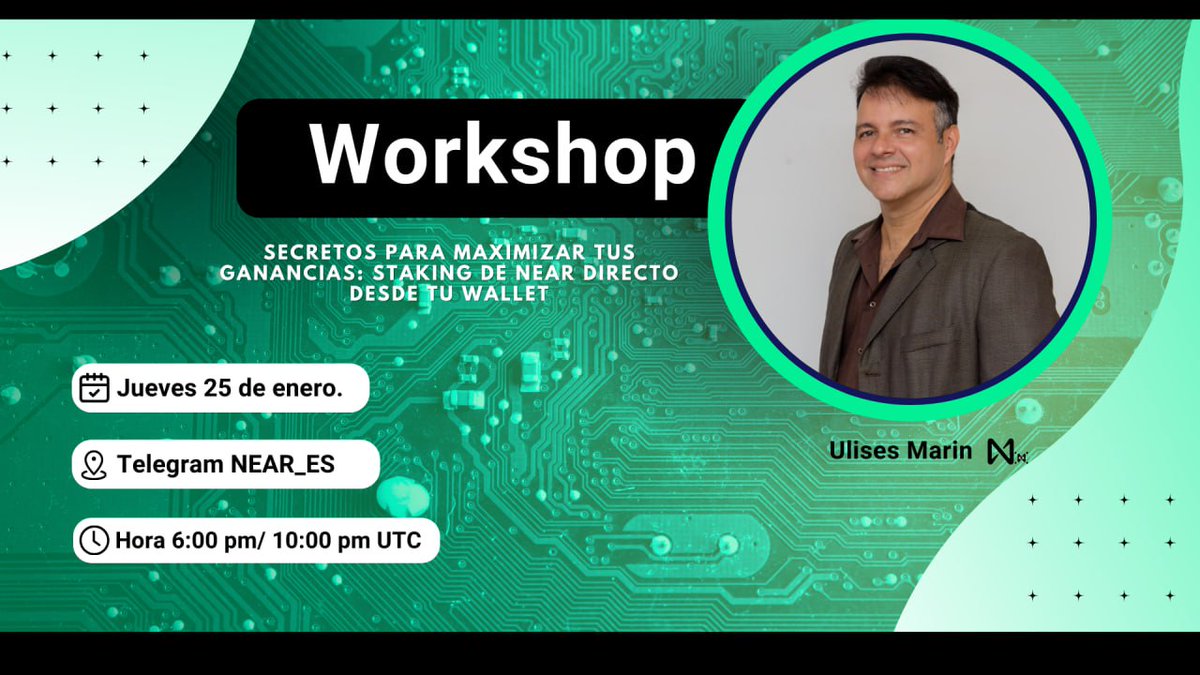 Near_ES's tweet photo. 🚀 ¡Optimiza tus Ganancias!

🤓 Descubre los Secretos para Multiplicar el Rendimiento de tus #Tokens

📆 Jueves 25/01
⏰  06:00 pm/10:00 pm UTC 
📍 https://t.co/vUjhDeb6oN

¡Participa y Gana un #NFT! Comparte una captura de asistencia en X junto con tu wallet, menciona a @NEAR_ES https://t.co/dCTzQUVVTa