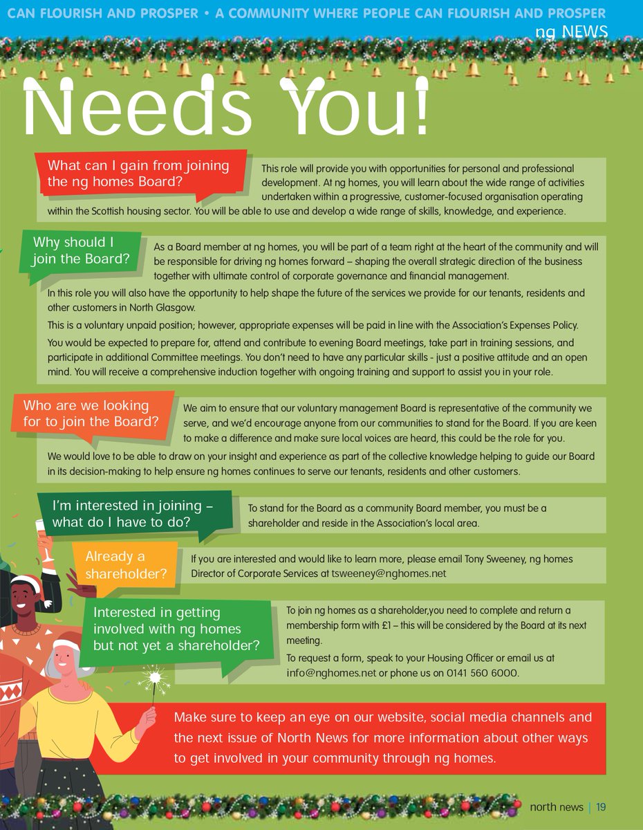 ng_homes's tweet image. Interested in  joining our Board? We're keen to hear from tenants and residents who are interested in getting involved and helping make a difference!

Check the December issue of #NorthNews for more information or visit tinyurl.com/2aj5ndvr