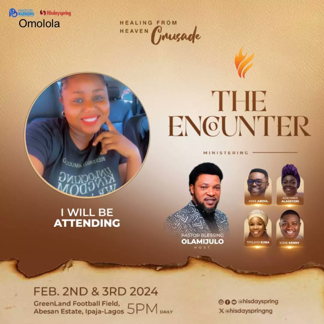 hisdayspringNG's tweet photo. #NewProfilePic
Hi friend, trust you're having a fine day,
#HFHC24 is SOME DAYS AWAY, here's the link to Create and Download your #THEENCOUNTER DP as some form of Evangelism
You can Slide through to see what it looks likeπ€
Please Share
God bless you
https://t.co/DOiaDnWxl3 https://t.co/LmPGl3buFj