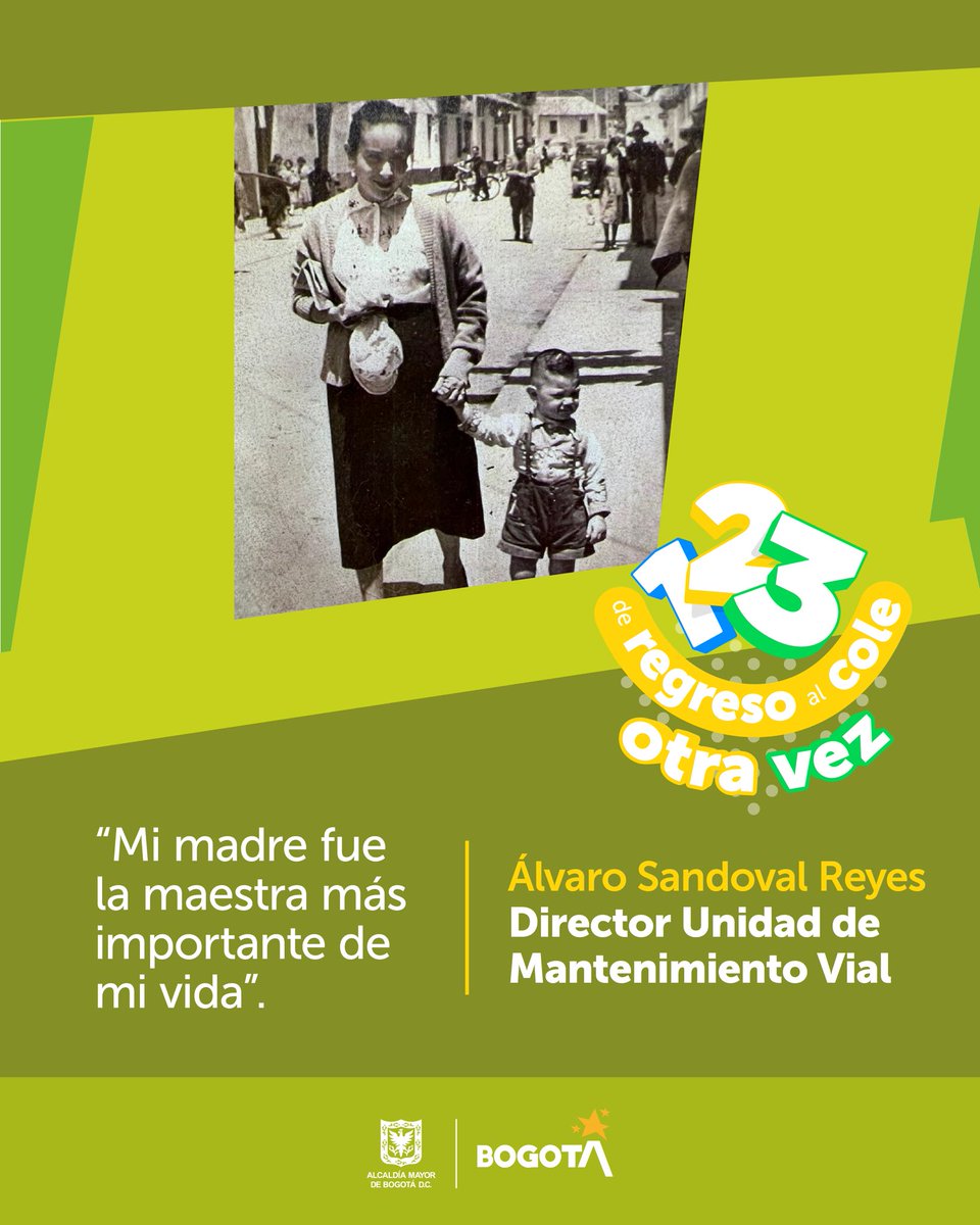 SectorMovilidad's tweet photo. Nuestros padres y madres nos dan la mano desde pequeños para encaminarnos hacia un mejor futuro: la educación 👨‍🏫👩‍🏫

¡@AlvaroSand0val, director de @UMVbogota, destaca el papel de su madre! 

Hoy, alumnos, profes, madres y padres también están #DeRegresoAlCole
¡Comparte tu foto! https://t.co/OM4F3F2LgQ