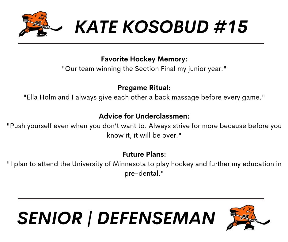 MoorheadSpudsG1's tweet photo. SENIOR SPOTLIGHT ⭐️⭐️⭐️
KATE KOSOBUD-D #15 https://t.co/PSQF03SeC8