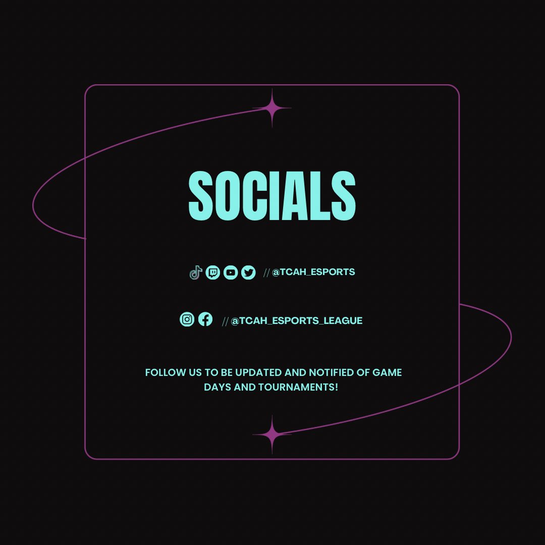TCAH_eSports's tweet photo. Pre-Season is almost here🫣(2/19-3/1) Follow us & turn notifications on to get notified about your favorite TCAH Esports teams!
Don’t forget to check out our socials and the official HSEL website for more info on game matches and tournaments!
#TCAH #esports #Texasterrors #HSEL https://t.co/i2UZSHWnR0