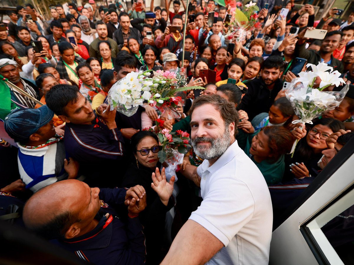 bharatjodo's tweet photo. Meghalaya welcomes the #BharatJodoNyayYatra with a powerful show of solidarity and love. https://t.co/sBXkMEBvfq