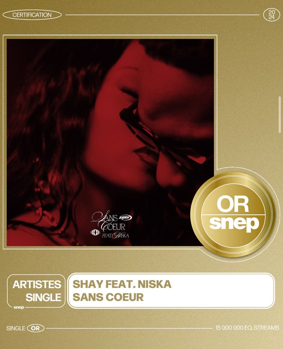 Pim pom et sans coeur de Shay single d’or 🥳