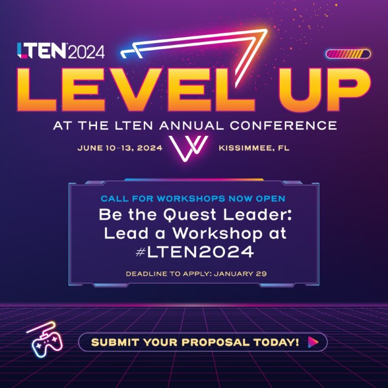 How are your Workshop proposals shaping up? The clock is ticking! ⏰ The #LTEN2024 Call for Workshops closes on January 29! 🚀

Select a Learning Content Track &amp; share your ideas. 
ltenconference.com/present/#16282…

#LevelUp