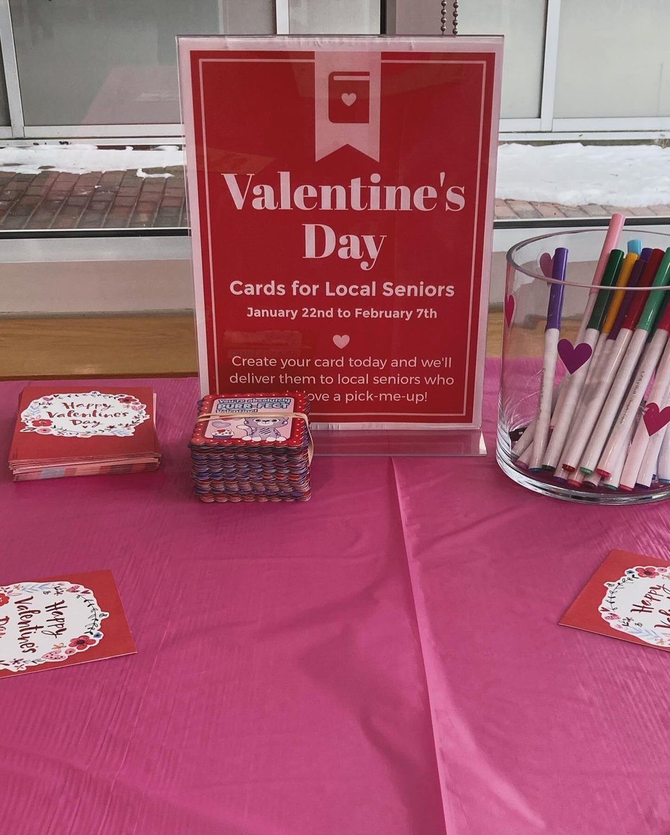 cobourgPL's tweet photo. Spread love this Valentine's! Fill out cards for local seniors at our Library table. Your thoughtful messages will brighten someone's day! 💕 #LibrariesBuildCommunity https://t.co/pvBTNHH1mR