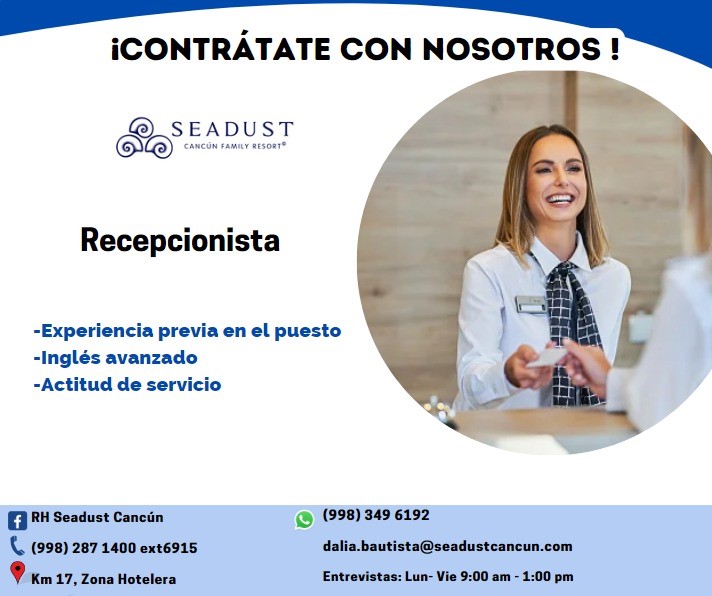 TuRadioCROC's tweet photo. Excelente inicio de semana 
¡ En Hotel #Seadust Necesitan de tu talento  !
Aquí te dejamos la información de las vacantes  para que te comuniques en caso de requerir más datos al respecto: 

#RadioCROC https://t.co/IkjJrG9ZqG