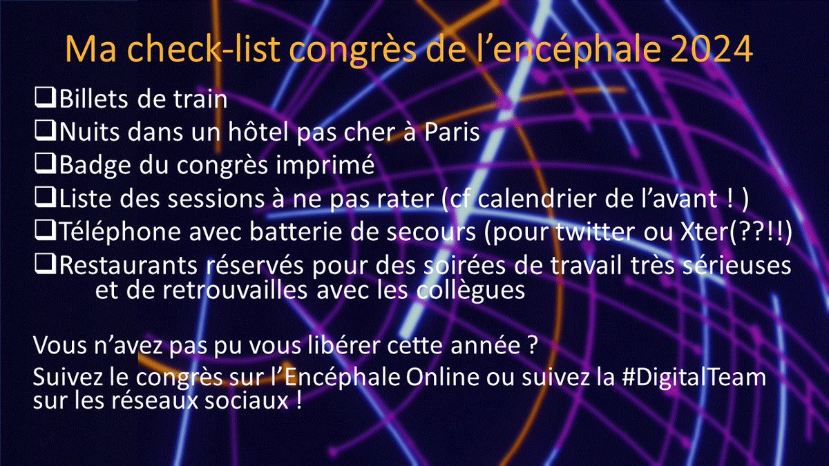 DrAidaCancel's tweet photo. J-2 avant le congrès de l'#Encéphale2024 
Êtes-vous prêts ? Vérifiez-le avec la check-list de la #DigitalTeam !

@NidalNabhan
@MalletJasmina
@LiliSchandrin
@HBottemanne
@MirvHamdan
@encephaleonline
@HalaKerbage
@LesMeninges https://t.co/ShFQPcpcFK