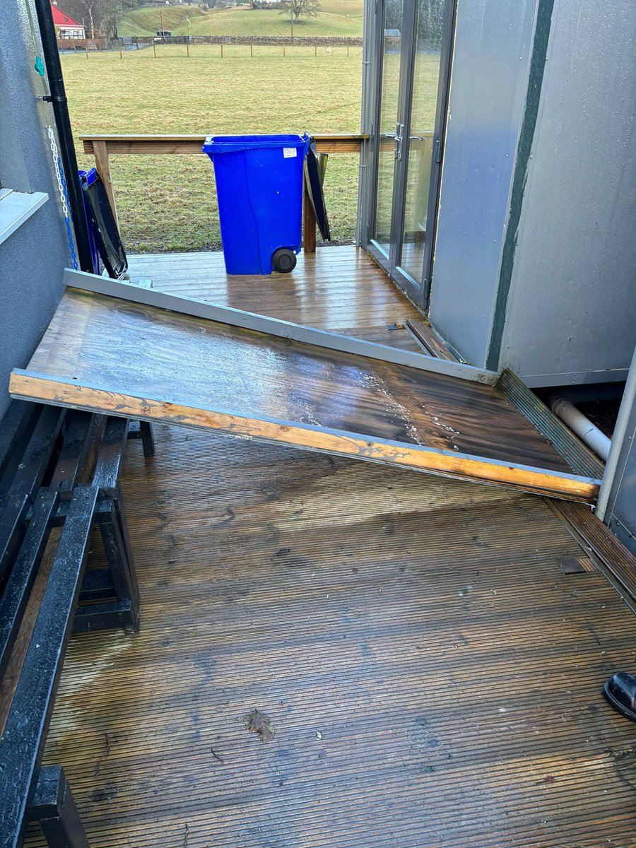 LintonHotspurs's tweet photo. 𝗦𝘁𝗼𝗿𝗺 𝗜𝘀𝗵𝗮 💨

New Moor Road took a direct hit from storm Isha last night. 😢

If you can help in anyway, please get in touch. 😊

#MontheSpurs 🔵⚪️ https://t.co/m0BVA8pSPq