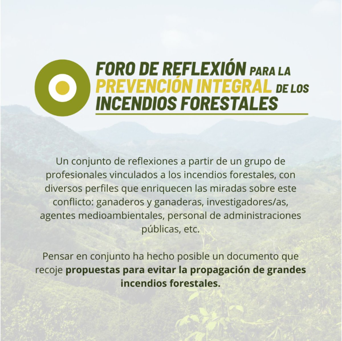 #PrevenciónIncendiosForestales
Desde el Foro para la Prevención Integral de Incendios Forestales buscamos experiencias, prácticas o proyectos que estén contribuyendo a la prevención de #incendiosforestales en territorios de la península🔥🔥
¿Nos ayudas?
👉forms.gle/SK5gFz9ozZQ4VG…