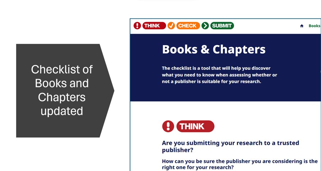 The same issues confronted by authors looking to publish in journals, also confront authors seeking to publish a book or a chapter. We’ve just updated our checklist for Books and Chapters is updated. bit.ly/3WnYsAh