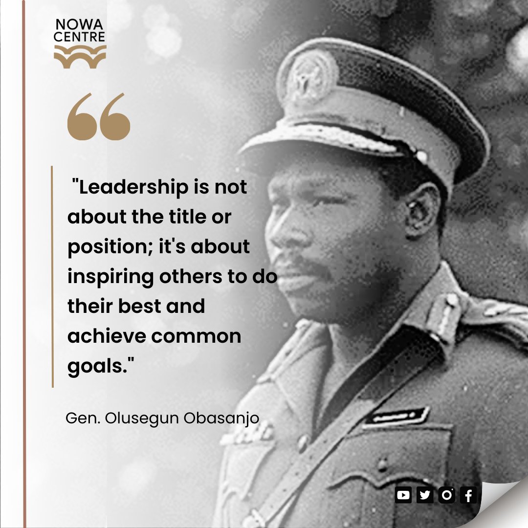 nowacentre's tweet photo. Olusegun Obasanjo is a Nigerian general, statesman, and diplomat. He was the first military ruler in Africa to hand over power to a civilian government. He served as Nigeria’s military ruler (1976–79) and, as a civilian, as president (1999–2007). https://t.co/fqnMyjYQqb