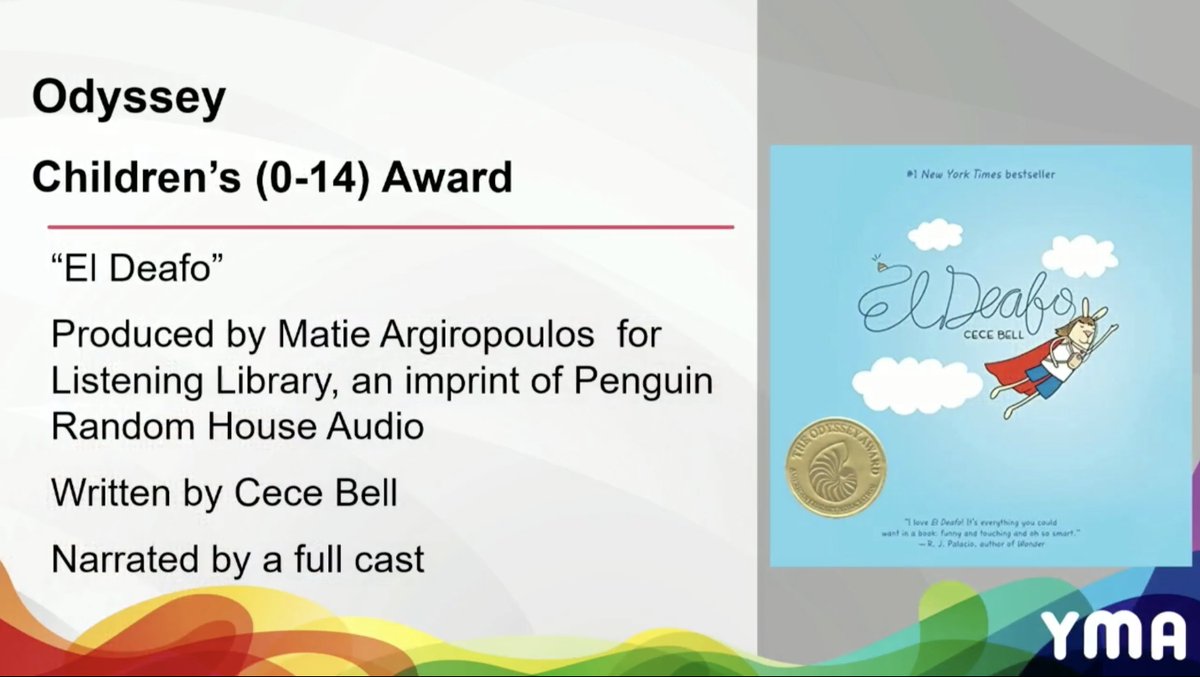abramskids's tweet image. The EL DEAFO audiobook was awarded the 2024 Odyssey Award! Congratulations to author Cece Bell and @LLAudiobooks!! #alayma24 #LibLearnX24