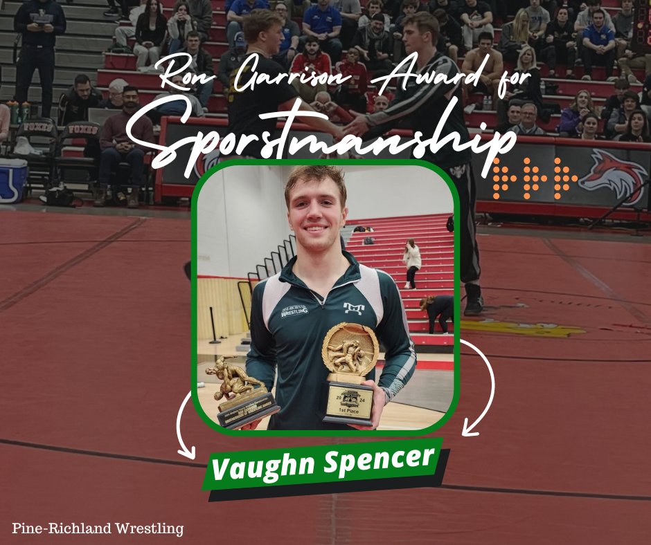 🏆🤼‍♂️ Congrats to Vaughn on being this year's recipient of the Ron Garrison Sportsmanship Award! 🎉👏 Remarkably, this marks the 3rd consecutive year that a PR Wrestler has claimed this honor. Your sportsmanship & dedication shine brightly, making us proud on & off the mat.🌟💙