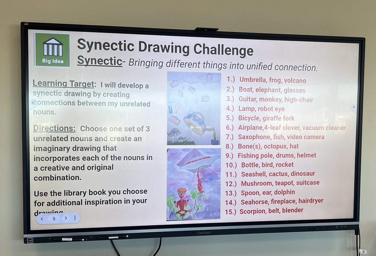 abgerman's tweet photo. Love, love, love! Gifted artists in the library this morning for our #synectic drawing challenge! I can’t wait to see where they take their “found” ideas in creating art! It’s going to be interesting based on their inspiration &amp; treasure hunt! 📚❤️ @vblms https://t.co/LDYMN5UORw