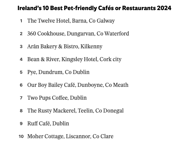 Here are Ireland's top 10 pet-friendly cafes & restaurants, as per our Reader Travel Awards 2024. Any you'd add to the list? Full story: independent.ie/life/travel/aw… #indotravelawards