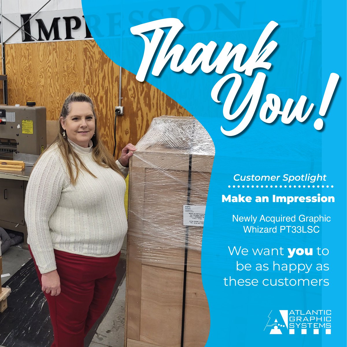 AGSPress's tweet photo. Every Thursday, we celebrate YOU! Join us in applauding the achievements and milestones of our amazing customers. 👏 #CustomerSpotlight

Thank you to Make An Impression for your newly acquired @GraphicWhizard  purchase! https://t.co/Beq5KErqqR