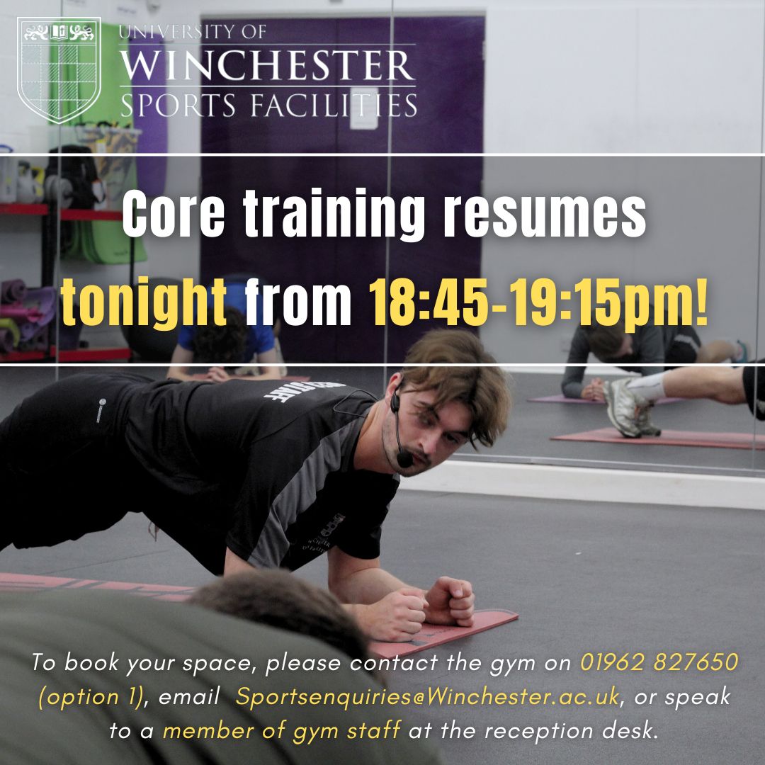 Indoor cycling and core training return tonight! These were two popular classes last semester, so make sure you book your slot!

Indoor cycling: 17:30-18:30pm
Core training: 18:45-19:15pm