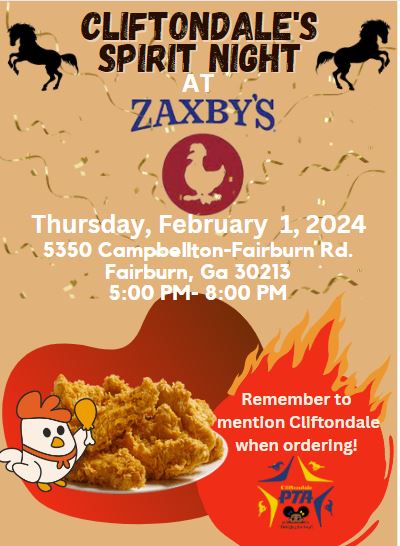 #SpiritNight @ Zaxby's coming soon!!! @CESMustangs1 We can't wait to see you!