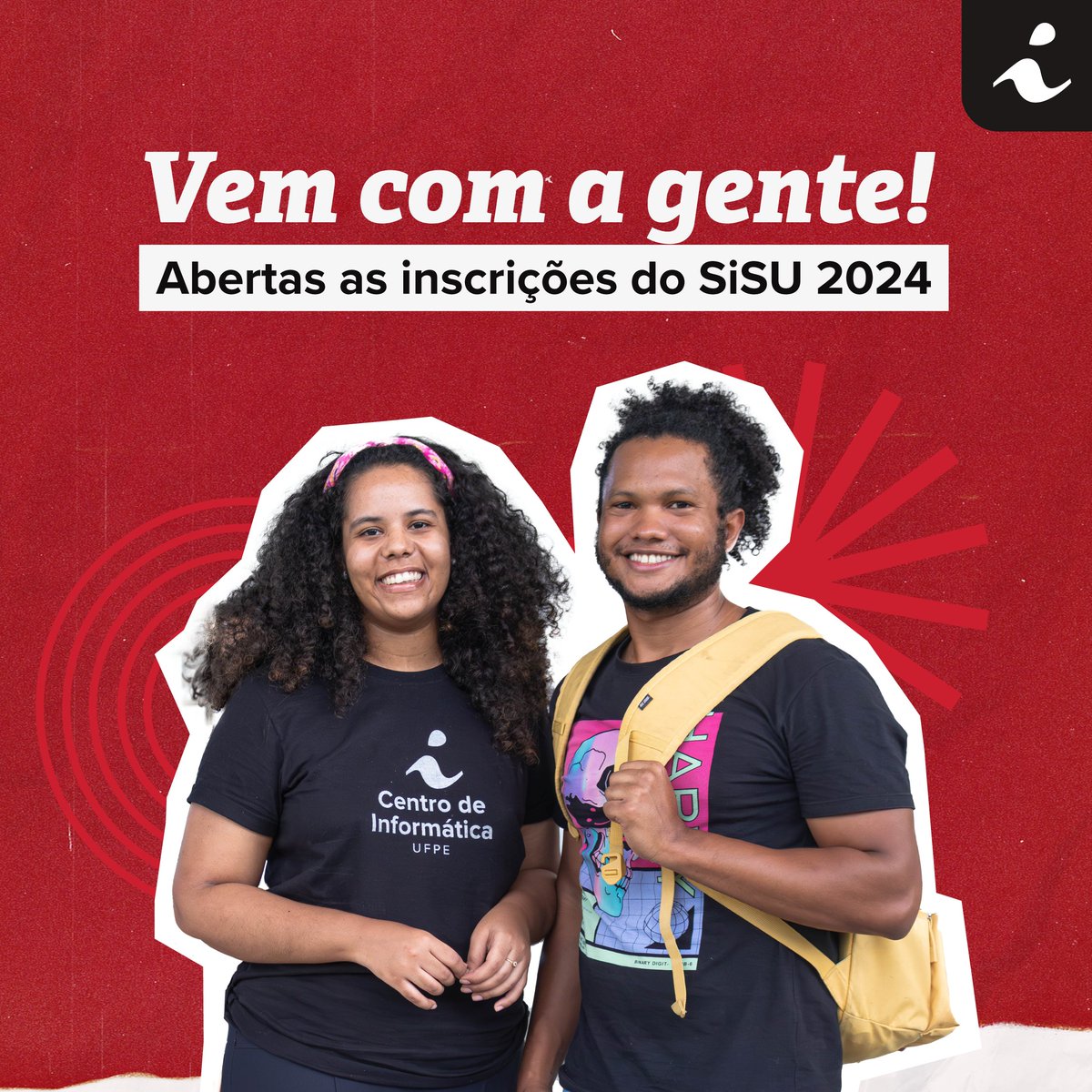 CInUFPE's tweet photo. Estamos ansiosos para te receber!
Se ter a experiência e oportunidades da comunidade do CIn é o seu objetivo, chegou a sua hora!
A partir de hoje, você já pode se inscrever através do site do SiSU até o dia 25 deste mês.
Fica de olho no prazo, e boa sorte!
#CInUFPE #VemProCIn https://t.co/qyf2NUu3D5