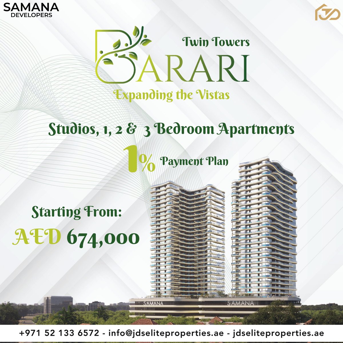 JDS_Elite's tweet image. Discover unparalleled luxury at Barari by Samana Developers, Majan Dubai. Your dream home awaits in this oasis of elegance. 🏡✨ 
Contact Us:
☎️ +971 52 133 6572
📬 info@jdseliteproperties.ae
🌐 jdseliteproperties.ae
#BarariDubai #SamanaDevelopers #RealEstateDubai #LuxuryLiving