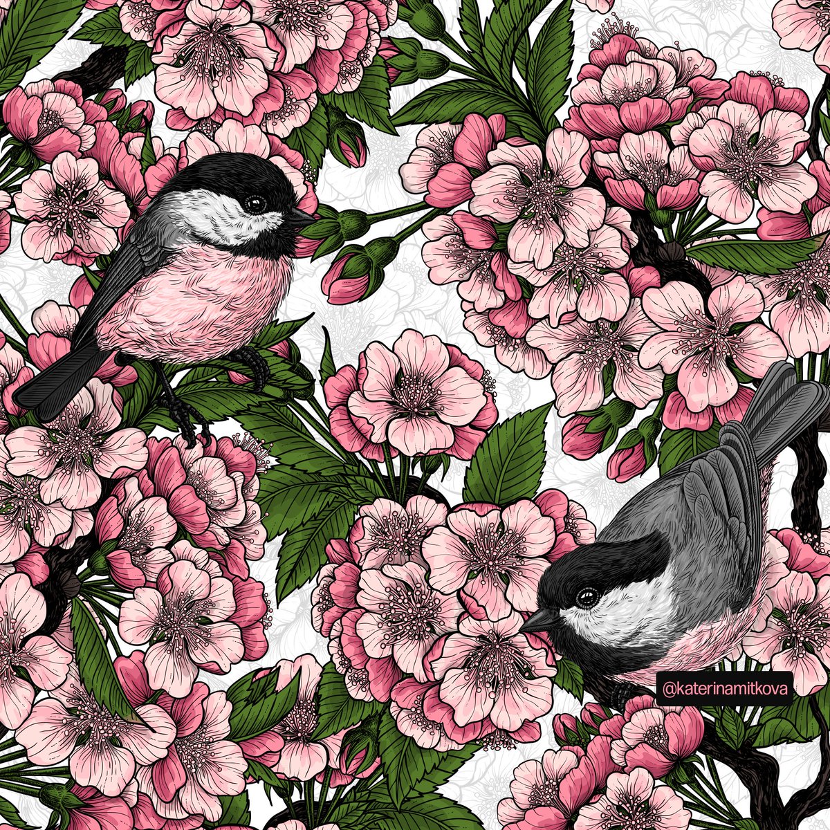 4 new colorways of my pattern Cherry blossoms and chickadees. Any favorites?
#spoonflower #fabric #fabricdesign #textiledesign #pattern #patternlove #birdart #chicadee #floraldesign #print #floralprint #springpattern #katerinakart #zazzle #sociey6 #redbubble #patternlicensing