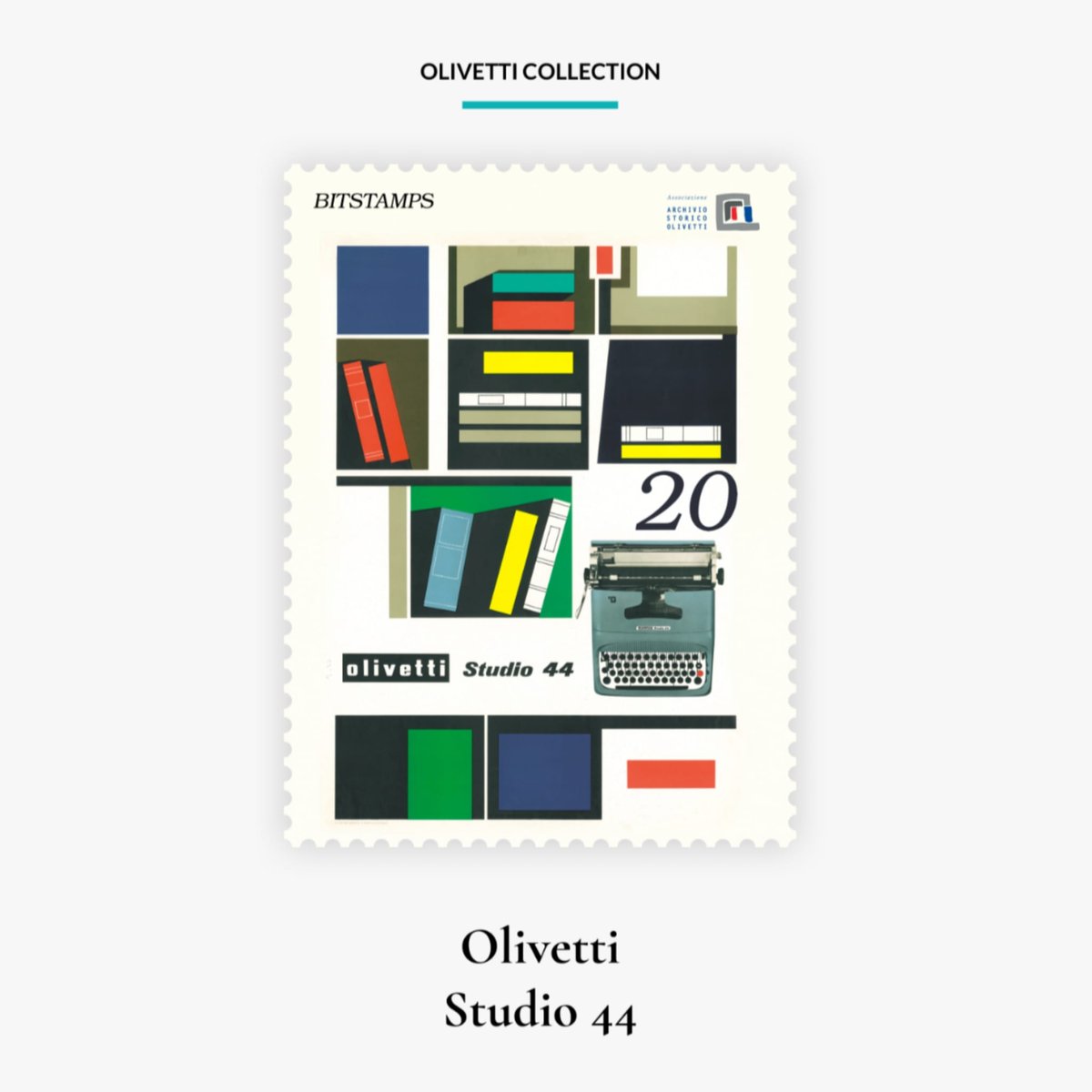 ArchOlivetti's tweet photo. Continua la #OlivettiCollection su #Bistamps ed è online una nuova emissione dedicata ad una pubblicità di #GiovanniPintori per la macchina per scrivere #Studio44. Scopri la collezione di francobolli digitali sulla #StoriaDiInnovazione di #Olivetti 😃
📲 https://t.co/PUhkZGZ8LX https://t.co/x3wB6Fx6nL