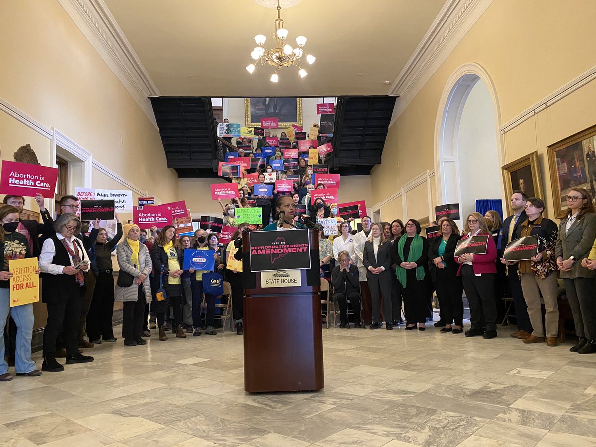 PPMEAF's tweet photo. Speaker @RTalbotRoss says repro rights are fundamental human rights.

She notes 21 states have enacted bans or near total bans on an abortion and that in Maine we cannot look away. She says we have to stand up &amp; fight back. 

#mepolitics https://t.co/HukUK3MTzB