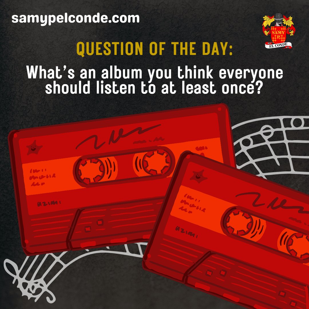 SamypelConde's tweet photo. We all have that one album that we think everyone should listen to at least once. If you're in need of some new music, visit https://t.co/GcnXFXK2vH and give my music a try.

#ElConde #SamyPElConde #Music #ReggaetonMusic #Reggaeton #Artist
#MusicQuestion #QuestionOfTheDay https://t.co/0xuwy0UpPC