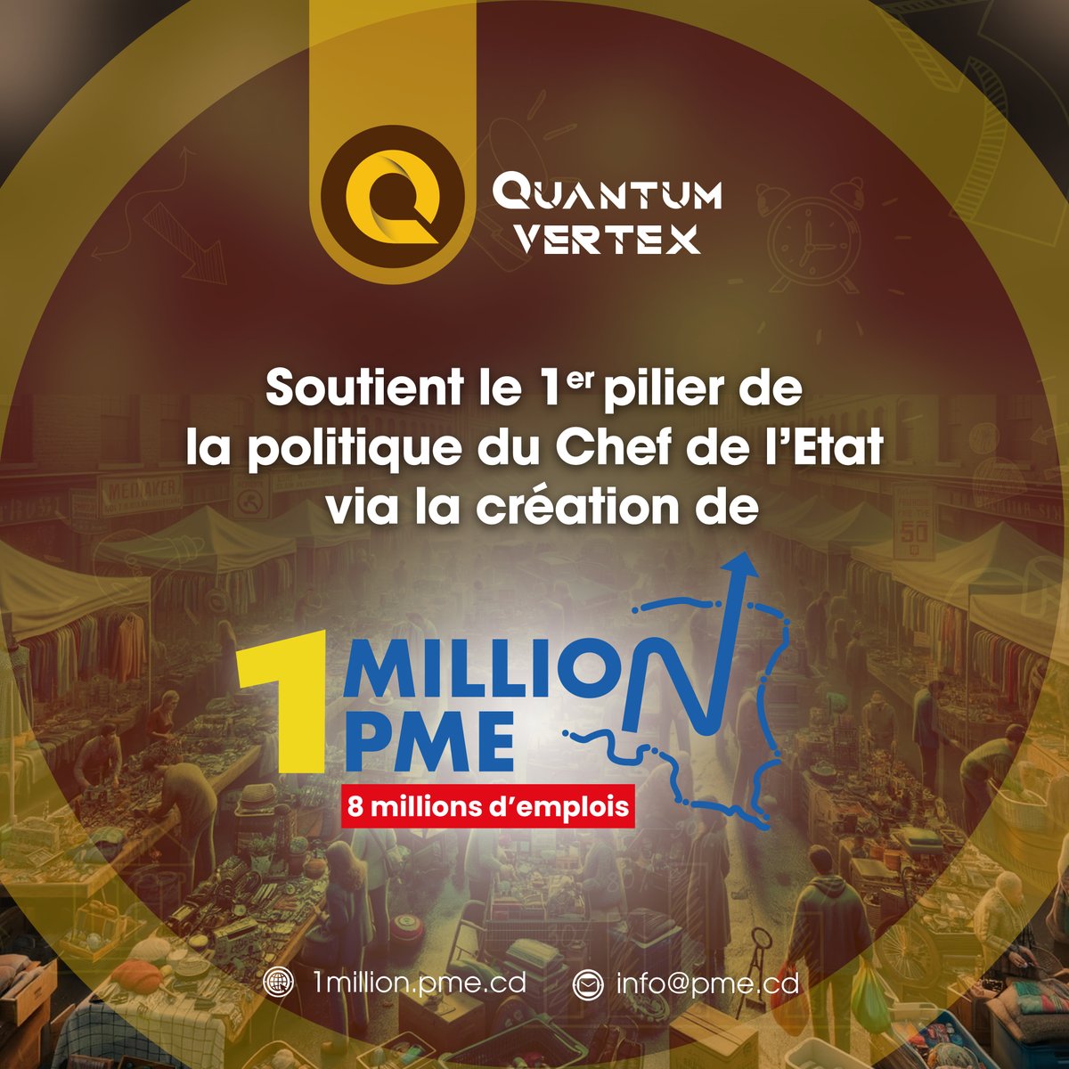 QuantumVertex's tweet photo. @QuantumVertex soutient le 1er pilier de la politique du chef de l'État à travers la création de @1millionpme  

@Presidence_RDC  @MinEPME_CD @popolkayembe @kakese_leon 

#RDCongo #FelixTshisekedi #1MPME https://t.co/cEZlnuaDsq