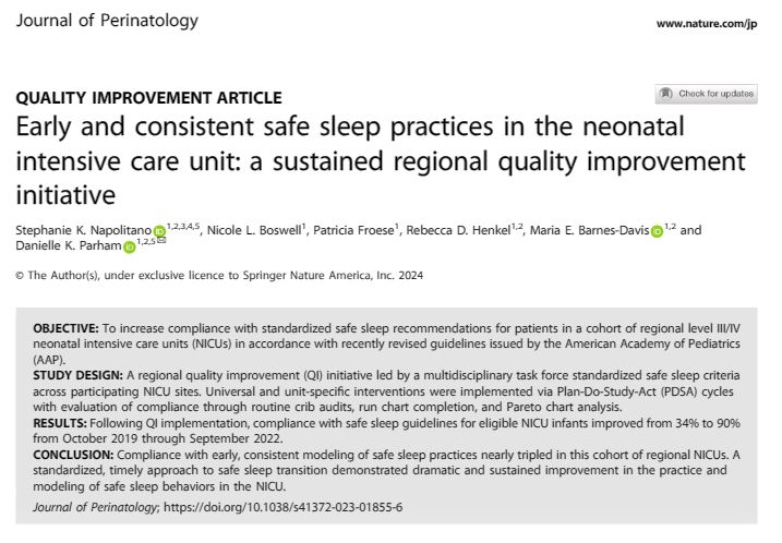 Dr. Stephanie Napolitano (@sknapolitano) on Twitter photo So proud of the work of the team at <a href="/CincyChildrens/">Cincinnati Children's</a> to improve safe sleep practices in the NICUs from 34 to 90% #ModelingMatters #SafeSleep #SUID. Read the details here rdcu.be/dwCZ3 So proud of the work of the team at <a href="/CincyChildrens/">Cincinnati Children's</a> to improve safe sleep practices in the NICUs from 34 to 90% #ModelingMatters #SafeSleep #SUID. Read the details here rdcu.be/dwCZ3