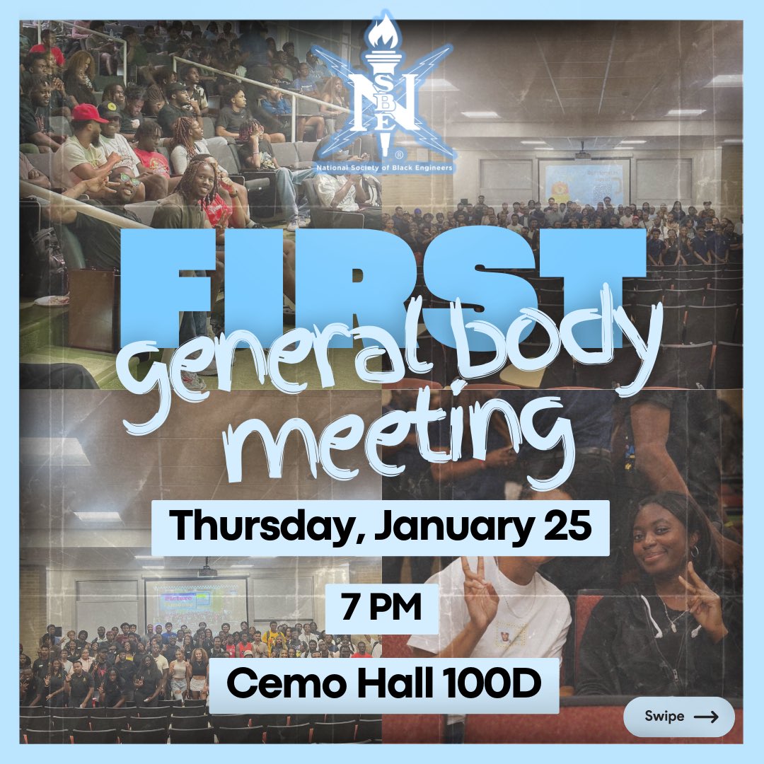 UH_NSBE's tweet photo. We are excited to announce our FIRST GBM OF THE SEMESTER!!

We’ll be sharing important information about upcoming events, NSBE conference, and ways to earn points for Nationals.
RSVP W/ THE QR CODE!
📅: Thursday, January 25th
⏰: 7:00pm
📍: CEMO Hall 100D

#uh24 #uh25 #uh25 #uh27 https://t.co/fOBaMMBtbg