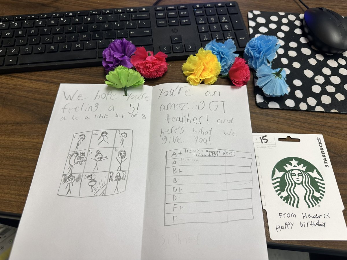 Well today I stepped out of class to use the restroom and came back to an awesome surprise for my birthday from my 4th grade GT class. They just made my day! <a href="/NISDFranklinES/">Kay Franklin ES</a> <a href="/NISDGTAA/">NISD GT & AA</a>