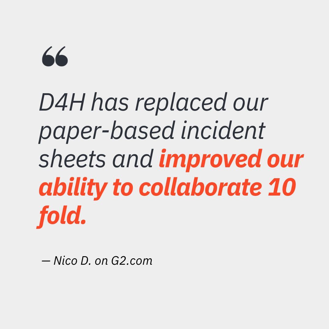 In the world of emergency management, efficient collaboration can mean the difference between chaos and coordination.

Thanks to Nico for sharing this feedback! Read his full review of D4H: g2.com/products/d4h/r…

#EMGTwitter #EmergencyManagement #D4H #EMTech