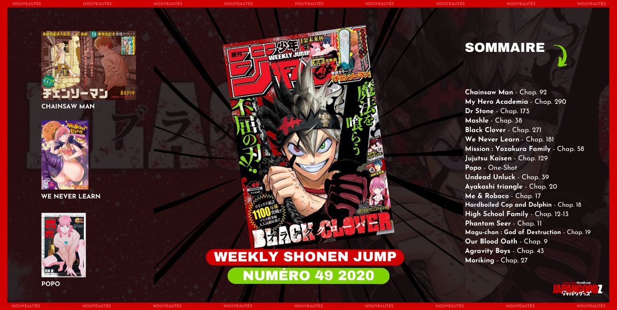 Japan_Goodz's tweet photo. #BlackClover en couverture du no 49 du WSJ (2020)
👉 https://t.co/4tvNYDSJHw

#BuildKing en couverture du no 50 du WSJ (2020)
👉 https://t.co/axtDl9TE88 https://t.co/3e17wdjaZb