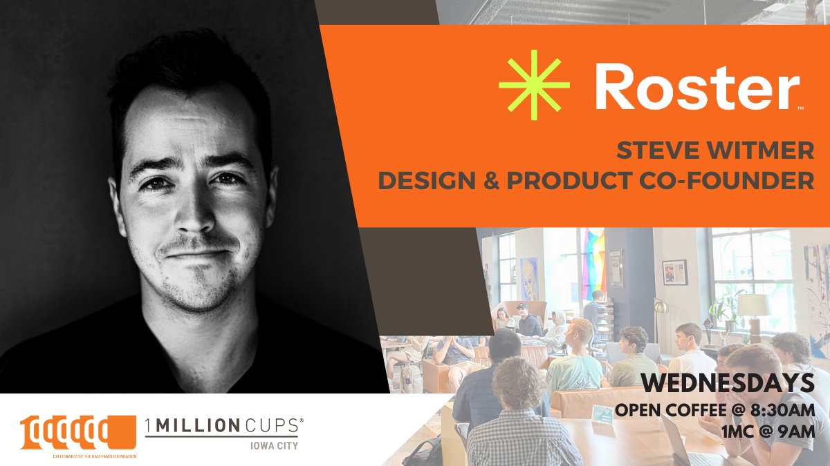 Join us at MERGE this Wed. for 1MC! We'll be hearing from Steve Witmer, Design &amp; Product Co-Founder of Roster – a platform that connects productions and vetted crew in the entertainment industry.

Open Coffee @ 8:30am | Presentation @ 9am | NO ZOOM