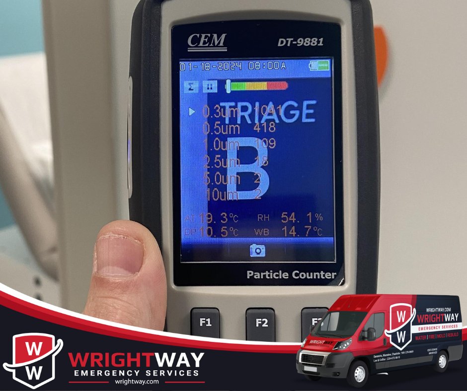 🔍🏡 Unseen Dangers Linger After Disasters! Fire, water, &amp; mold leave microscopic threats. We use the DT-9881, a high-tech sleuth, to:

🔥 Detect hidden fire damage
💧 Find post-flood contaminants
🍄 Conquer hidden mold colonies

Choose Wrightway for true safety &amp; health!
