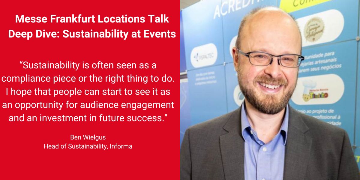 Join our deep dive into the operational aspects and future potential of sustainability at events. The livestream starts on Thursday, February 1, 2024, 4 p.m. CET. Register here: messefrankfurt.com/locationstalk