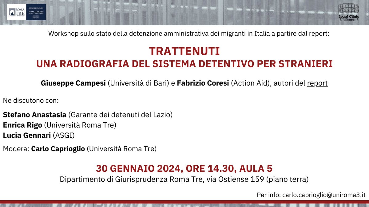 Trattenuti. Una radiografia del sistema detentivo per stranieri - Dipartimento Giurisprudenza giurisprudenza.uniroma3.it/articoli/tratt…