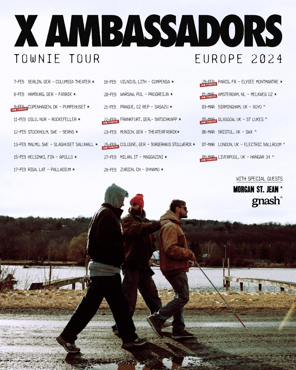 XAmbassadors's tweet image. TOWNIE WORLD TOUR 2024 ❤️ We’re going global and bringing you our brand new album…see you in the US, Canada, Mexico, Europe, and the UK.  Artist pre-sale tickets and VIP packages go live tomorrow at 10am local, don’t forget to use passcode: TOWNIE.