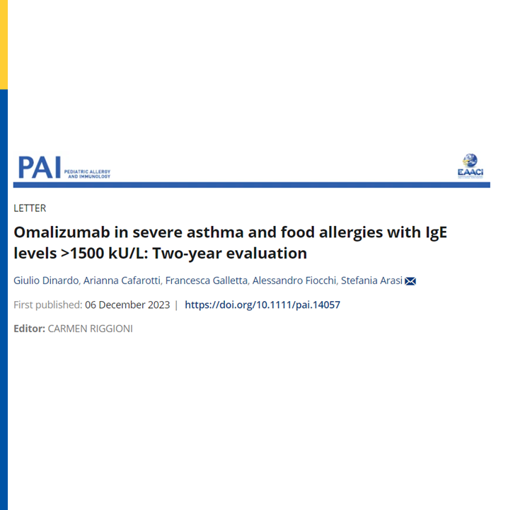 pai_eaaci's tweet photo. The #letter “#Omalizumab in #severeasthma and food allergies with #IgE levels >1500 kU/L: Two-year evaluation” published in the #PAI_Journal is available! 
🔗 https://t.co/2PE1hvx8hZ
#foodallergy #IgElevels https://t.co/81G5CO6KT3