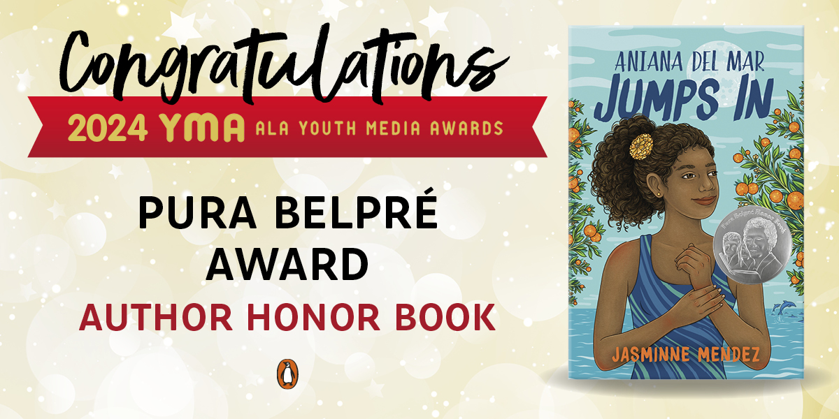 Congratulations @jasminnemendez! ANIANA DEL MAR JUMPS IN was selected as a 2024 Pura Belpré Award Author Honor Book! #alayma