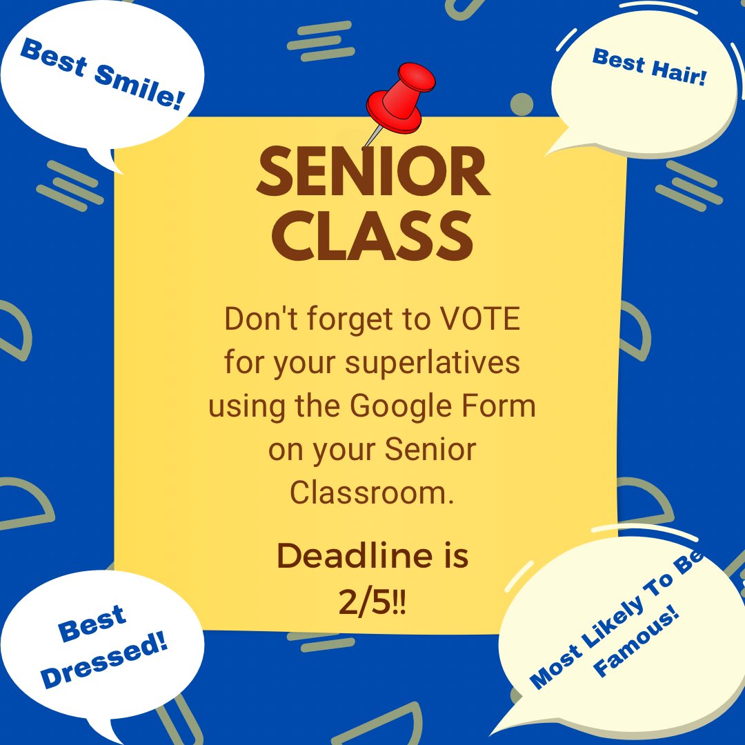 Seniors, don’t forget! <a href="/pthsnation/">Pequannock Township High School</a> 💙💛