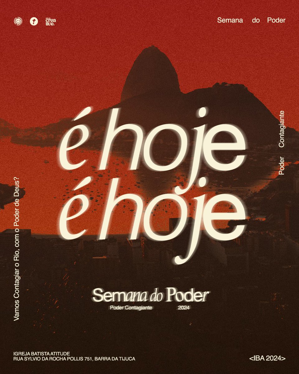 É HOJEEEEEE! ❤️‍🔥🤯

Acabou a espera! Chegou a grande Semana do Poder.  Por isso vim te passar informações primordiais...

Rua Sylvio da Rocha Pollis , 751- Barra da Tijuca 📌
Todos os dias a partir das 20h ⏰
Temos estacionamento 🅿️
Teremos transmissão online todos os dias 🤯