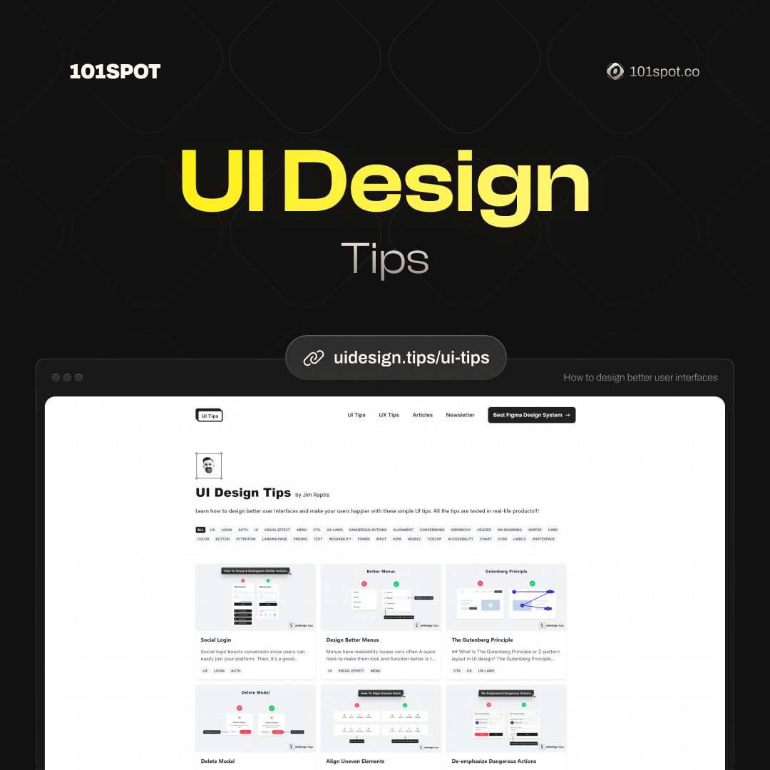 101spot's tweet photo. ๐จ EVERY DESIGNER SHOULD KNOW THIS!
Do you want to know why some designs work and others don't?
Check out these tips for:
๐ UI Design: https://t.co/DpqMfVD1Fk
๐ UX Design: https://t.co/kFL3fICfs7
#uitips #uxtips #UIUX #designtips #uixdesign #uidesign #uxdesign